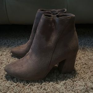 Faux suede tan over the ankle booties